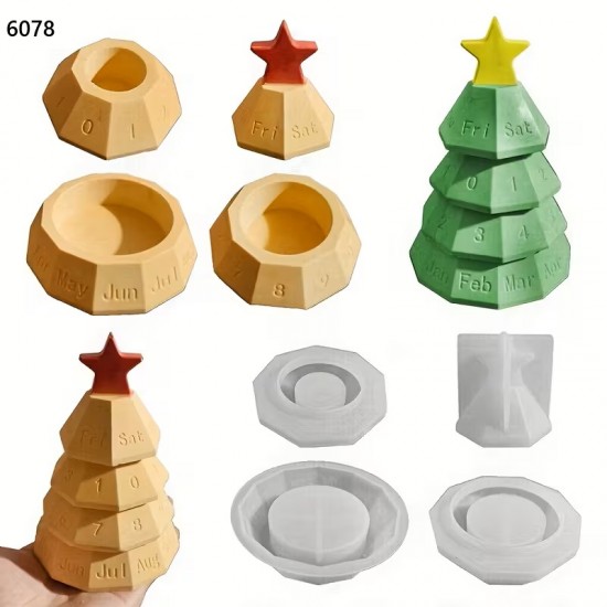 YY6078 Tasarım Model Çam Ağacı Mumluk Silikon Kalıp